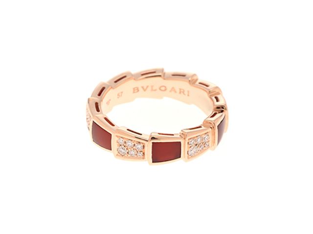 BVLGARI ブルガリ ジュエリー セルペンティリング 353364 ピンクゴールド/ダイヤモンド/カーネリアン 表記サイズ57【中古】【432】