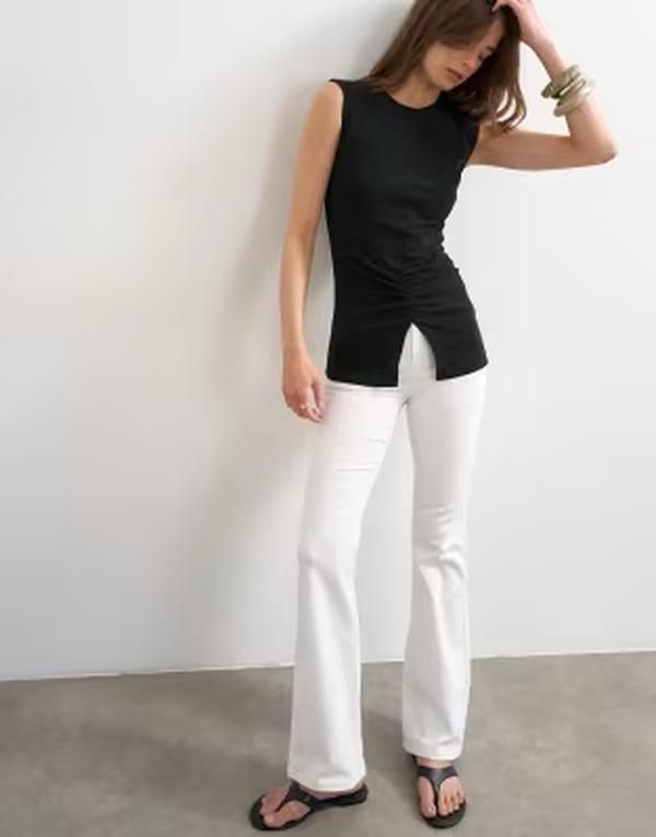 トップショップ レディース ボトムス デニムパンツ ジーンズ Topshop Jamie Flare high rise jeans WHITE ホワイト