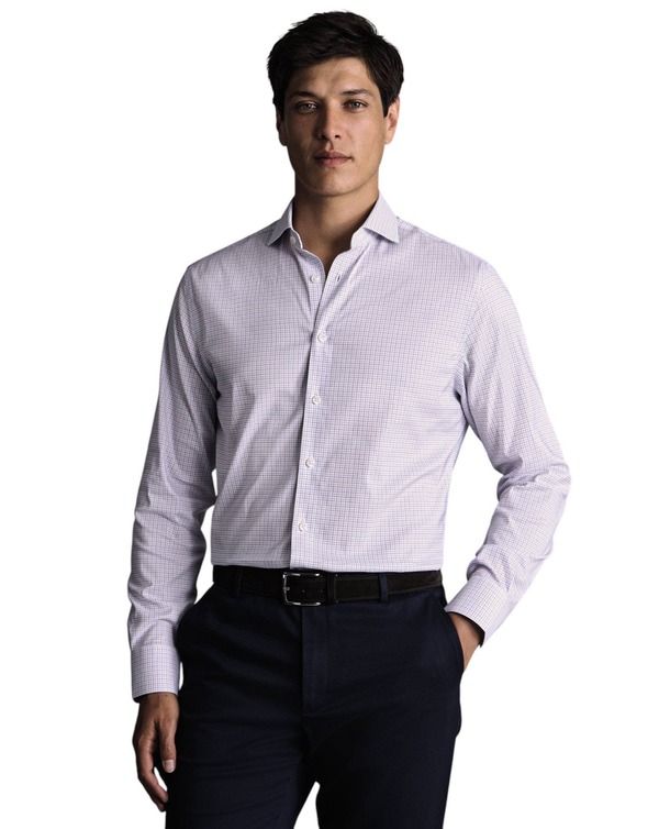チャールズティリット メンズ トップス シャツ スリムフィット Charles Tyrwhitt Noniron Performance Check Slim Fit Shirt Lilac Purp