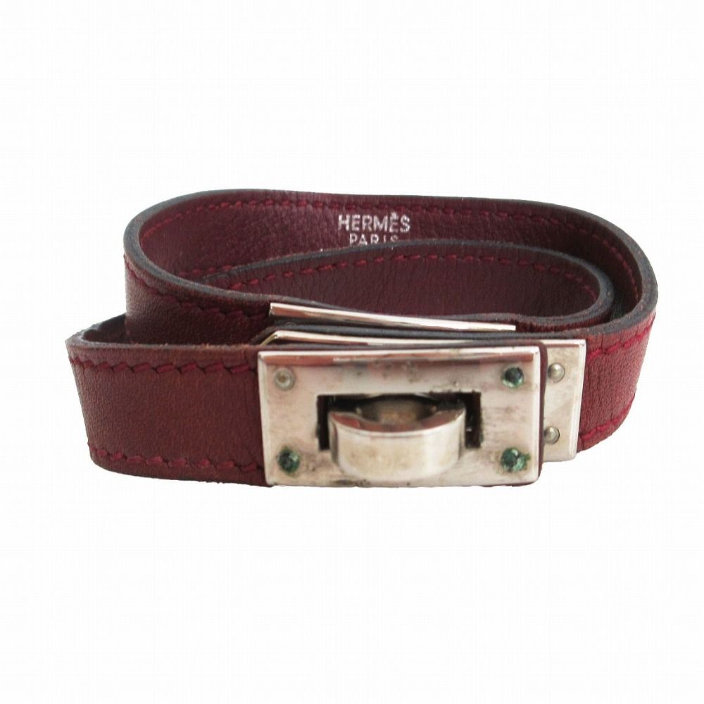 HERMES エルメス ブレスレット ケリー ドゥブルトゥール 2連 レッド レディース 【中古】