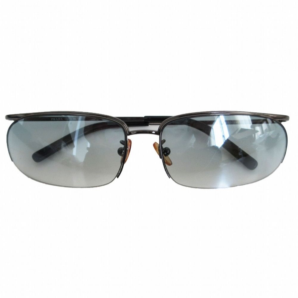 PRADA プラダ サングラス SPR530 A5V-7O1 サングラス メタルフレーム ハーフリム グラデーションレンズ ガンメタリック メンズ レディース 【中古】