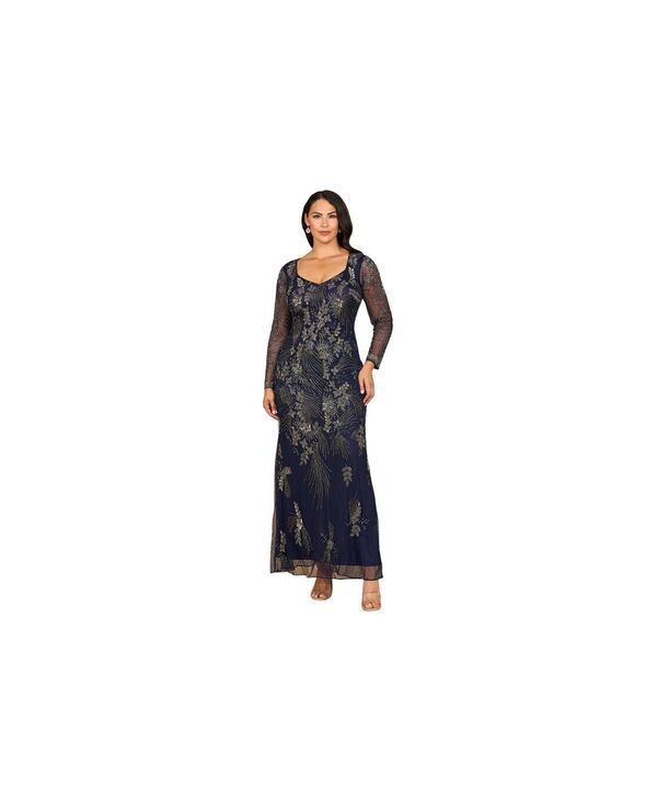 ララ レディース トップス ワンピース Lara Womens Long Sleeve Queen Anne Beaded Gow navy ネイビー
