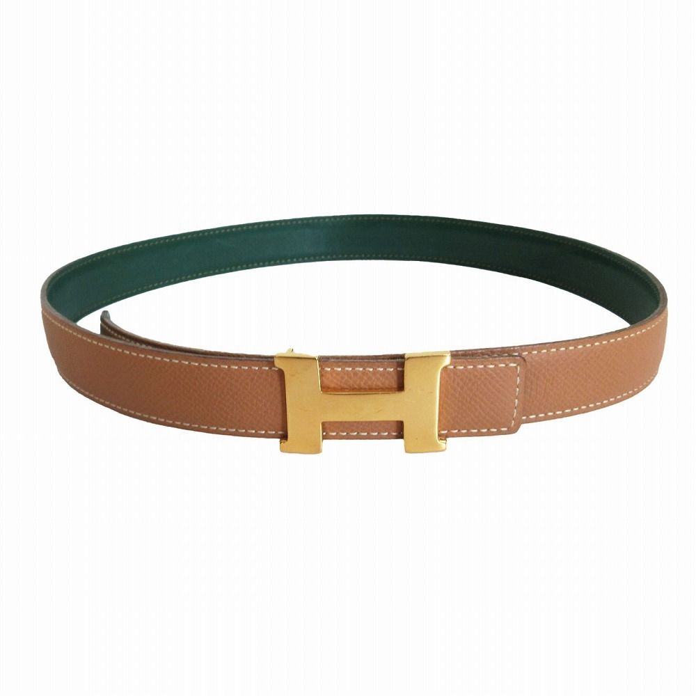 HERMES エルメス ベルト リバーシブル コンスタンス Hバックル ベージュ グリーン 68 レディース 【中古】