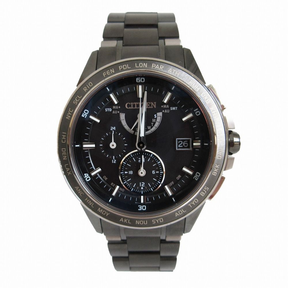 CITIZEN シチズン 腕時計 アテッサ エコドライブ ソーラー電波 メンズ 腕時計 ウォッチ シルバー メンズ 【中古】