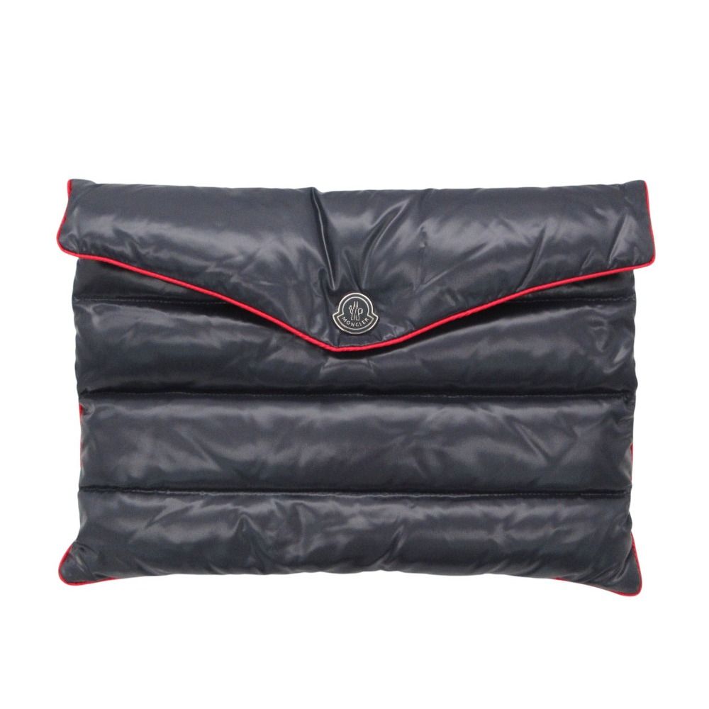 新品同様 MONCLER モンクレール BUSTA PIUMINO クラッチバッグ ダウン セカンドバッグ ナイロン ロゴ カバン 鞄 ネイビー メンズ レディース