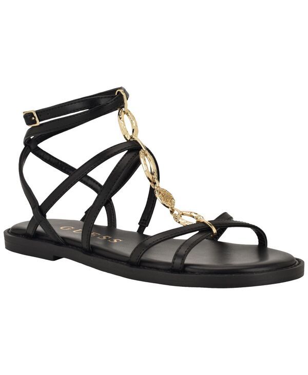 ゲス レディース シューズ サンダル GUESS Womens Grunge Gladiatornamented Flat Sandals Black ブラック