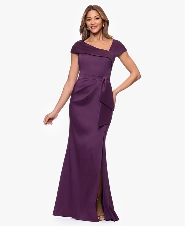 エスケープ レディース トップス ワンピース アシンメトリー 半袖 XSCAPE Womens Asymmetric Neck ShortSleeve Gown Plum プラム