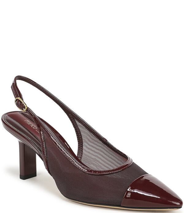 フランコサルト レディース シューズ パンプス メッシュ キャップ Franco Sarto Jurina Mesh Slingback Pointed Patent Cap Toe Pumps Re