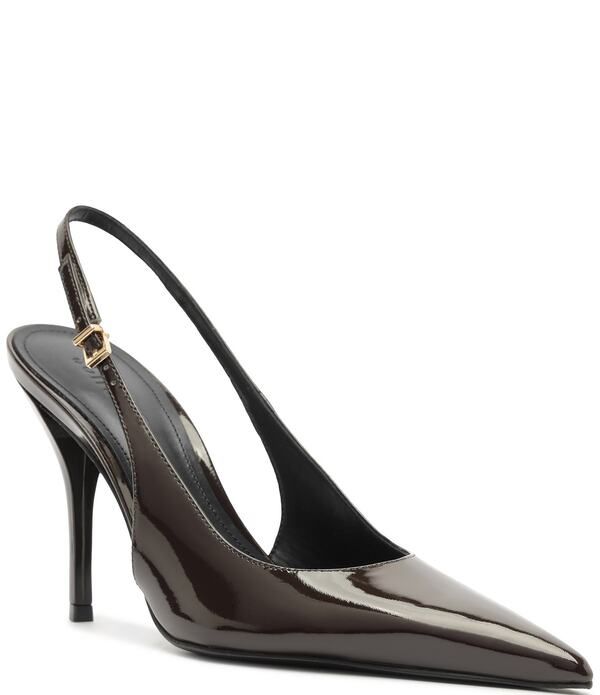 シュッツ レディース シューズ ヒール レザー Schutz Liora Patent Leather Pointed Slingback Stiletto Pumps Dark Brown ブラウン