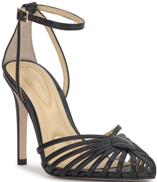 ジェシカシンプソン レディース シューズ ヒール アンクル Jessica Simpson Paveri Lizard Embossed Strappy Caged Ankle Strapumps B