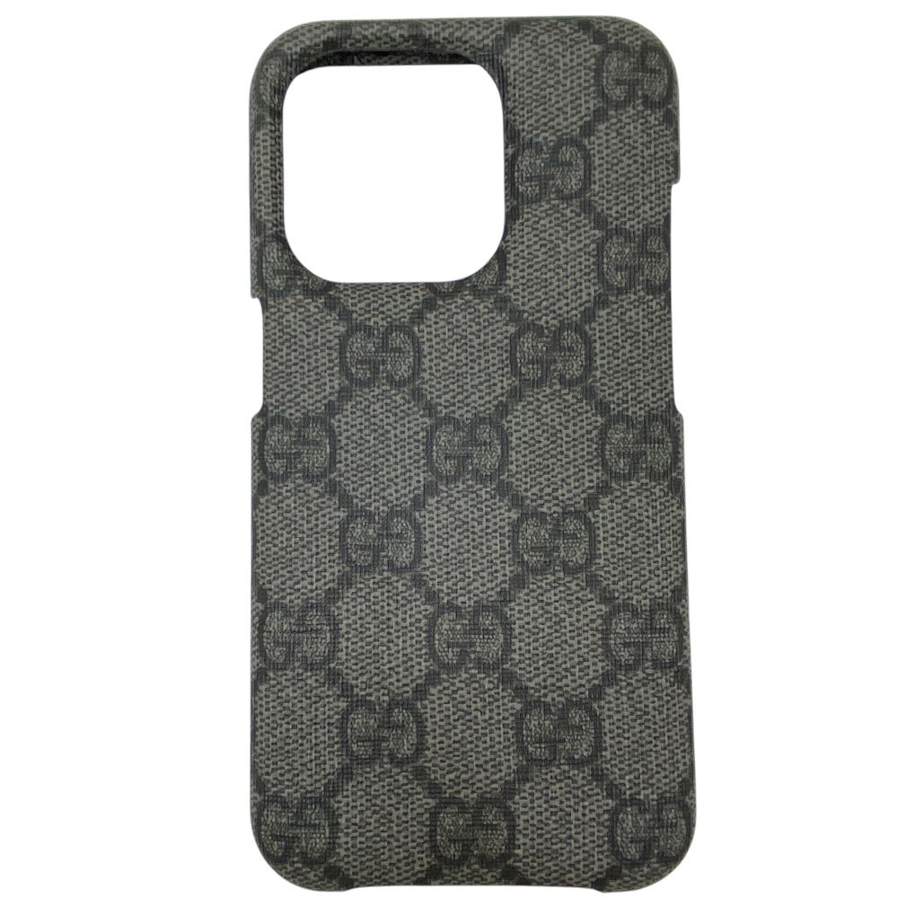新品 GUCCI グッチ iPhone 15 Pro アイフォンケース スマホケース GGスプリーム 760213 PVC グレー ブラック 保護 持ち運び 上品 洗練 高級感 実用的 デイリー 人気