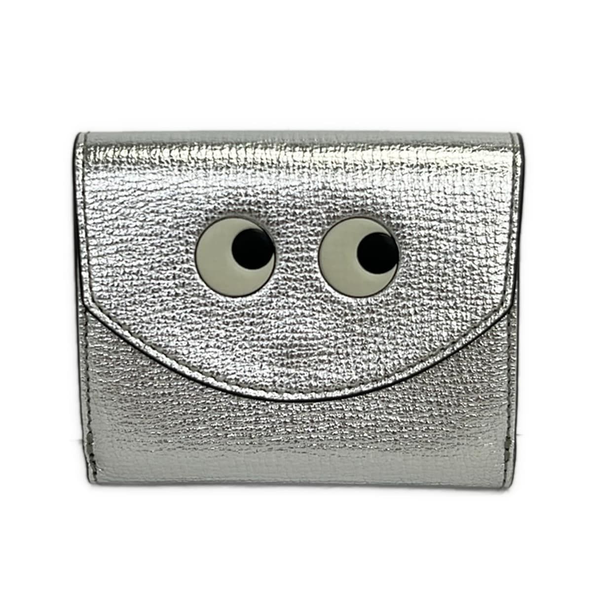 Anya Hindmarch(アニヤハインドマーチ) 3つ折り財布 ミニ トライフォード アイズ 195638 シルバー レザー