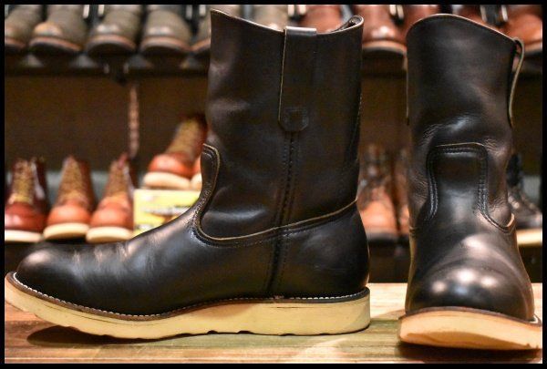 【8E 良品 羽タグ 96年】レッドウィング 8169 ペコス 黒 ブラッククローム プルオン クッションソール ブーツ redwing pecos HOPESMORE【GF359】