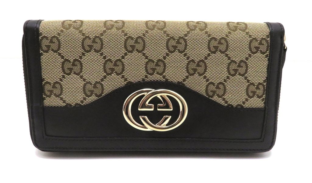 GUCCI グッチ バッグ スーキーGG ラウンド長財布 【205】 308012 長財布 GGキャンバス/レザー ブラウン レディース【中古】