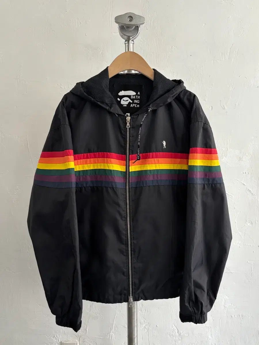 A BATHING APE アベイシングエイプ 90s レインボー ストライプ ナイルホン フード ジャケット