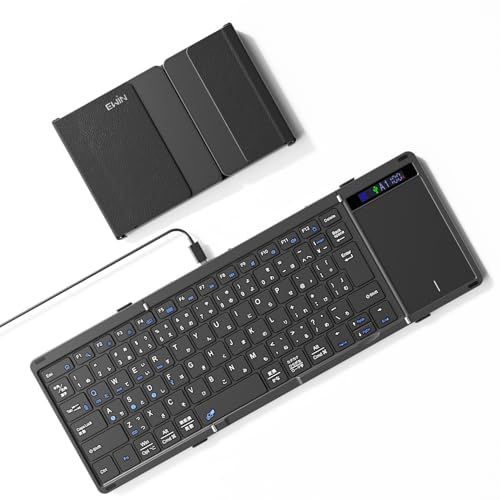 【最新型】Ewin キーボード ワイヤレス 折りたたみ bluetooth 無線と有線両対応 表示スクリーン&ヒンジロック搭載 JIS日本語配列 iOS/Windows/Android/Mac対応 ipad mac タブレット パソコン surface スｍａ