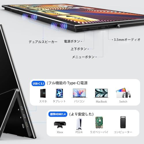 モバイルモニター 18.5インチ InnoView モバイルディスプレイ 120%sRGB 100Hz 1920x1080 FHD 大画面 ゲーミングモニター ポータブルモニター IPS液晶パネル 非光沢 HDRモード FreeSync ブルーライト機能 ｍａ