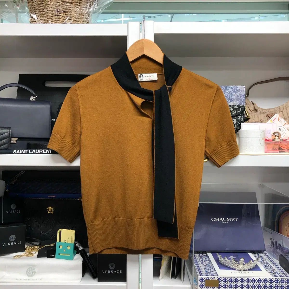 LANVIN ランバン パリ スカーフ パネルブロック ニット トップス