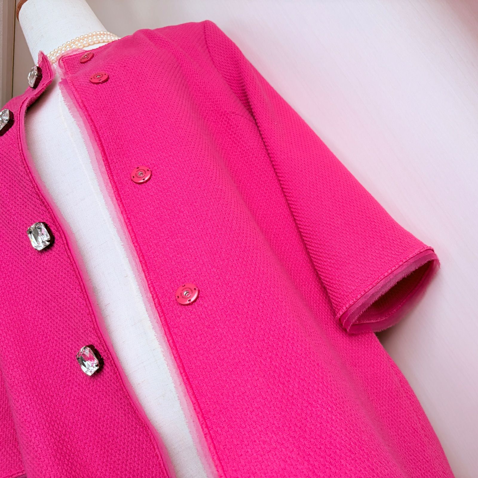 ERMANNO SCERVINO 100%cotton 宝石ボタン コート M相当 used。セレブ