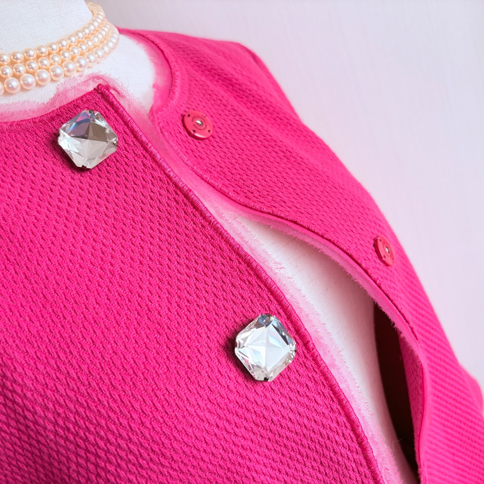 ERMANNO SCERVINO 100%cotton 宝石ボタン コート M相当 used。セレブ