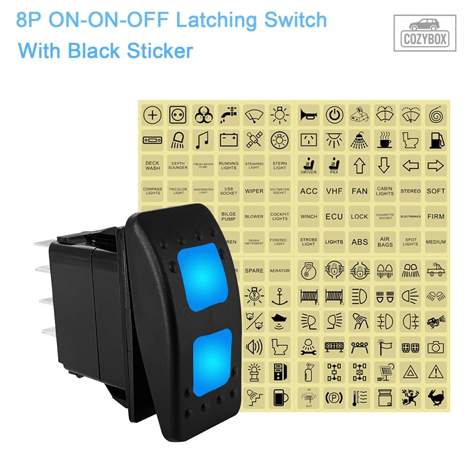 デュアルレンズ 7ピン ON-OFF-ON DPDT 3ウェイ ラッチング/モーメンタリー ロッカー