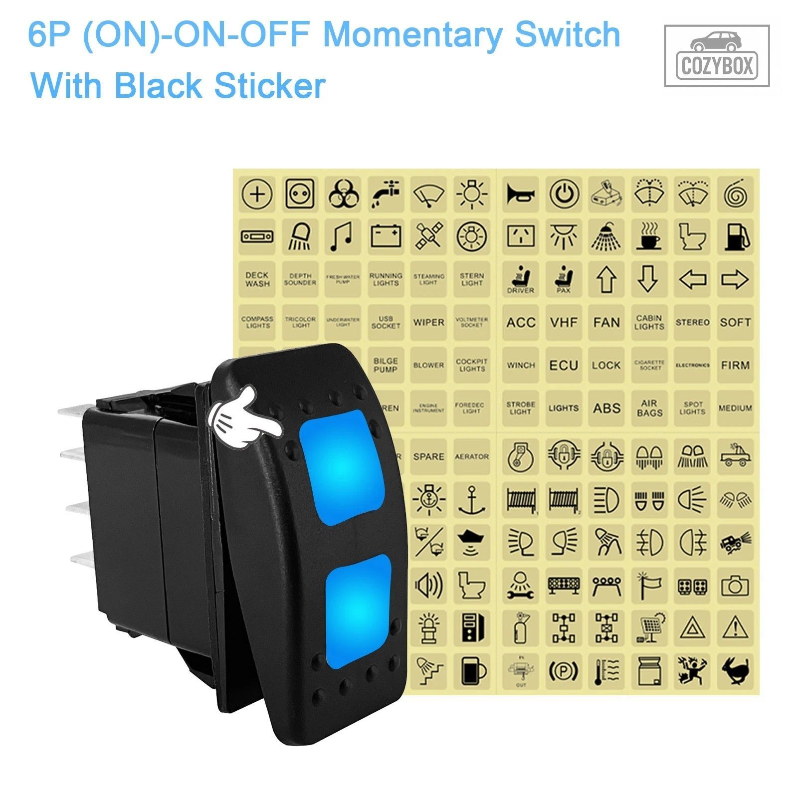 デュアルレンズ 7ピン ON-OFF-ON DPDT 3ウェイ ラッチング/モーメンタリー ロッカー