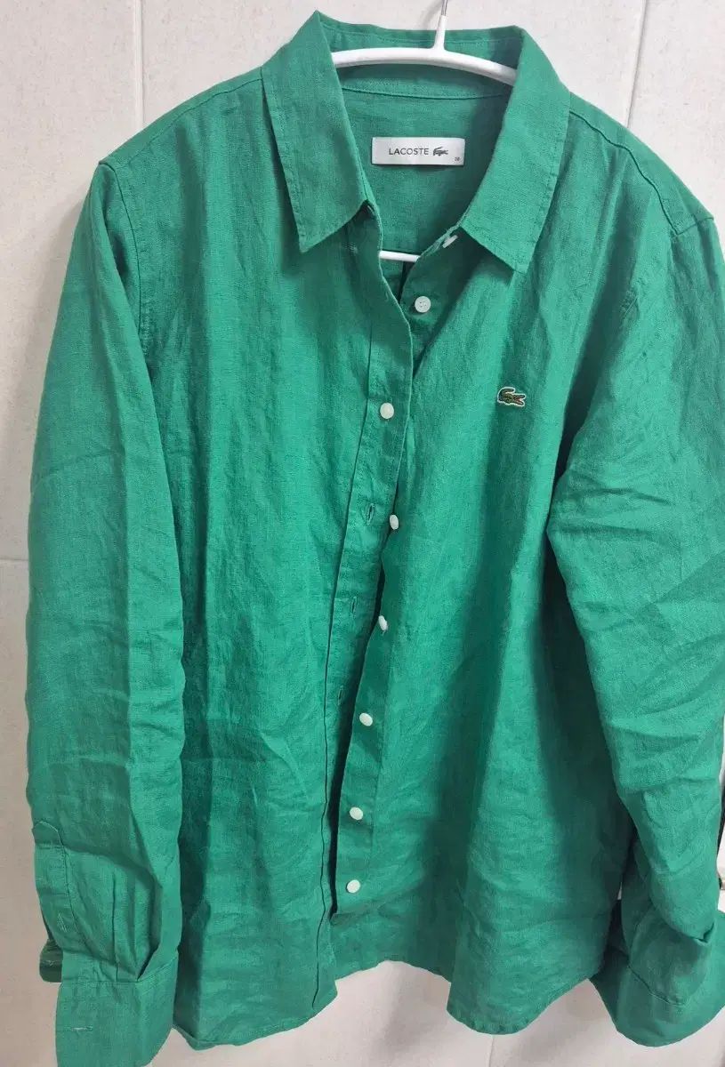 LACOSTE ラコステ リネン シャツ 38 グリーン