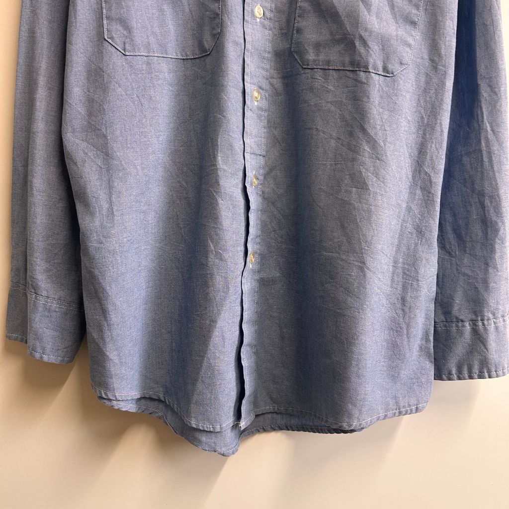 80s~ USA製 Field master フィールドマスター Sears シャンブレーシャツ デニムシャツ ダンガリーシャツ 青 ブルー SIZE L NO.T766 80s~ USA製 Field master フィールドマスター Sears シャンブレーシャツ デニムシャツ ダンガリーシャツ 青 ブルー SIZE L NO.T766
