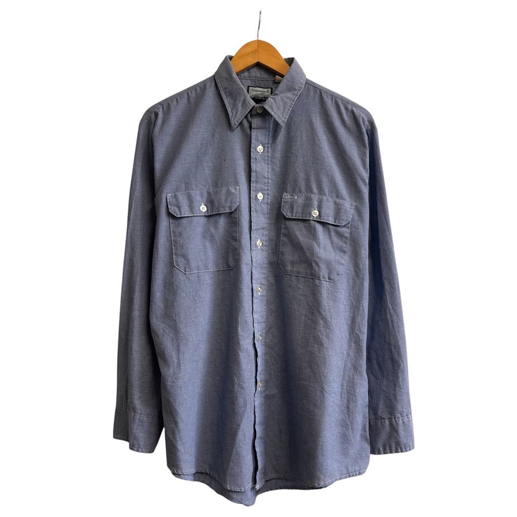 80s~ USA製 Field master フィールドマスター Sears シャンブレーシャツ デニムシャツ ダンガリーシャツ 青 ブルー SIZE L NO.T766