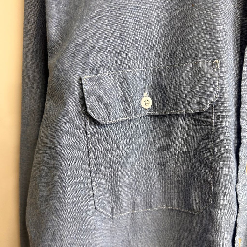 80s~ USA製 Field master フィールドマスター Sears シャンブレーシャツ デニムシャツ ダンガリーシャツ 青 ブルー SIZE L NO.T766 80s~ USA製 Field master フィールドマスター Sears シャンブレーシャツ デニムシャツ ダンガリーシャツ 青 ブルー SIZE L NO.T766