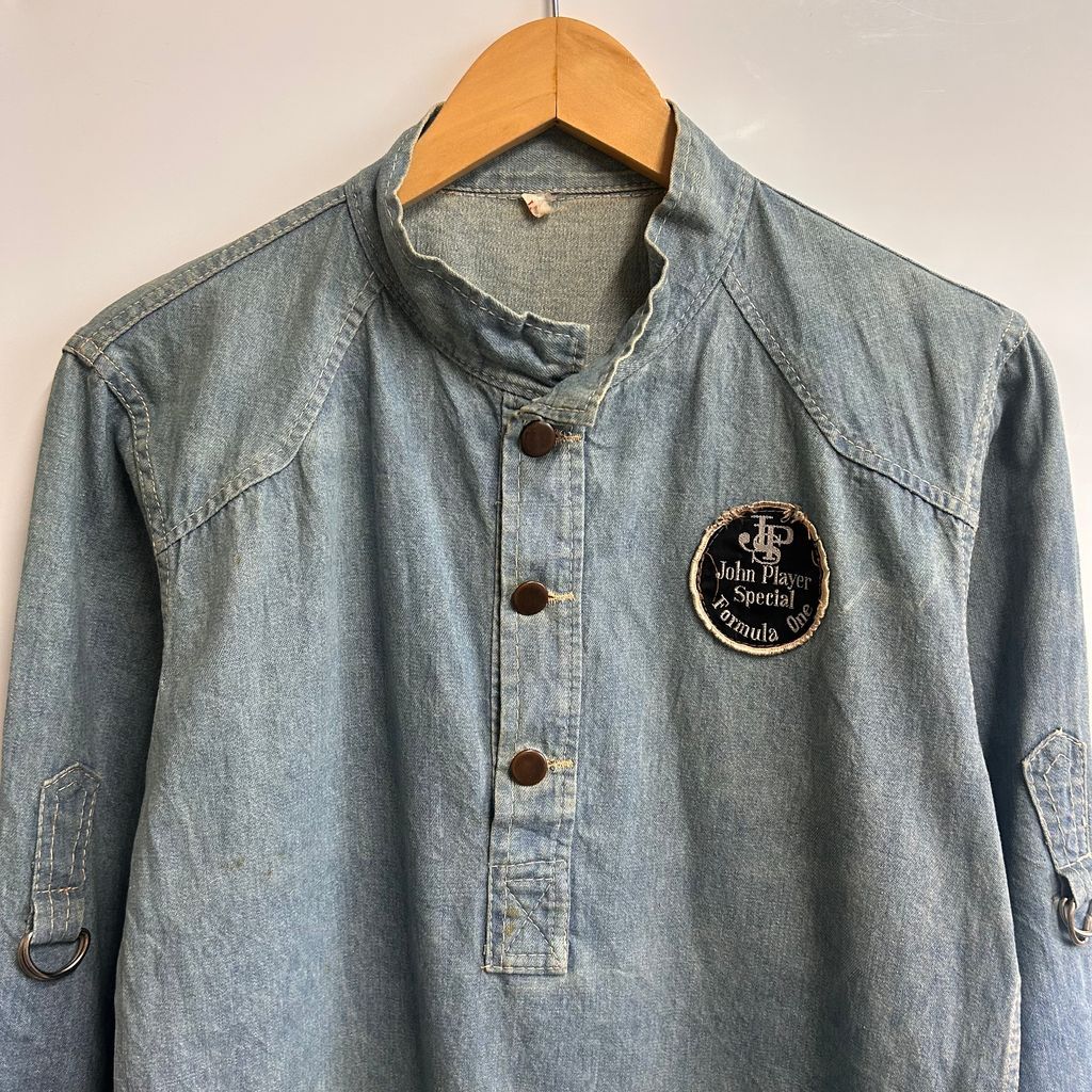 vintage 70s~ JPS John Player Special デニムプルオーバージャケット デニムシャツ 青 ブルー SIZE L NO.T767