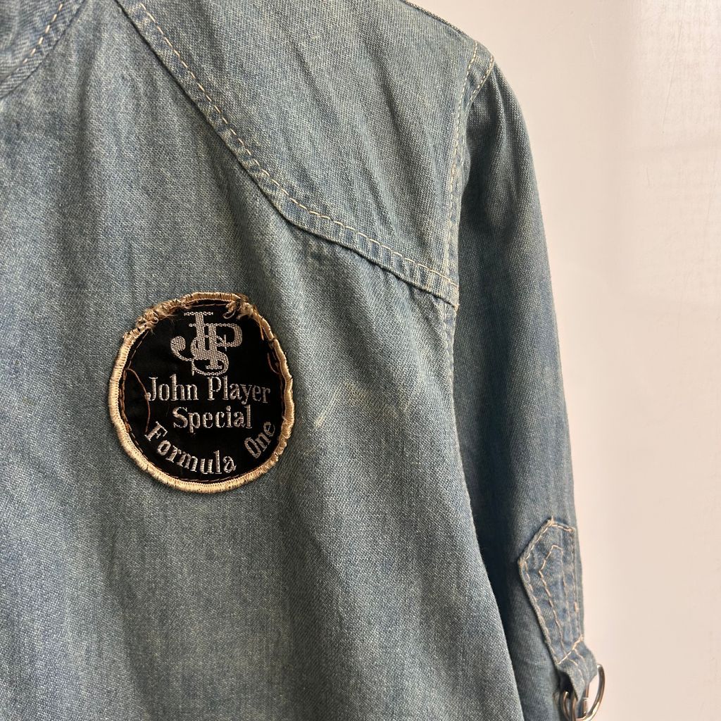 vintage 70s~ JPS John Player Special デニムプルオーバージャケット デニムシャツ 青 ブルー SIZE L NO.T767