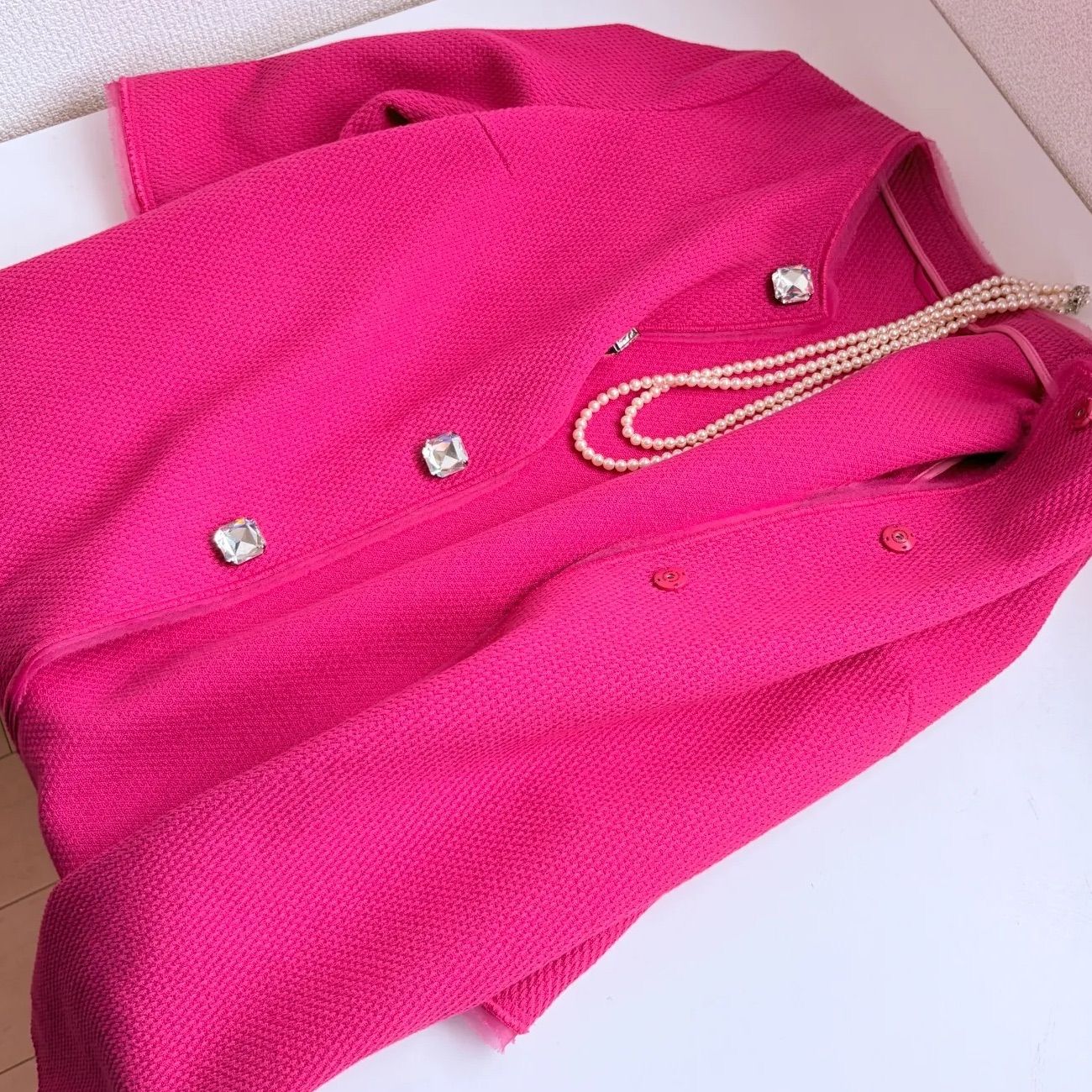 ERMANNO SCERVINO 100%cotton 宝石ボタン コート M相当 used。セレブ