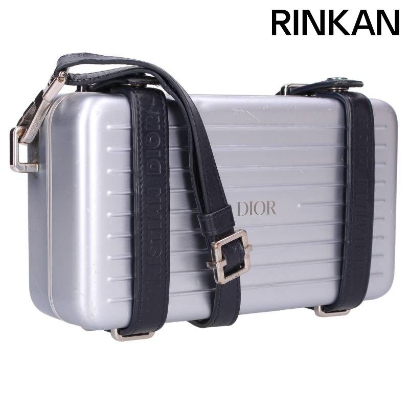 ディオール ×リモワ RIMOWA パーソナルポーチ アルミニウム & グレインドカーフスキンショルダーバッグ メンズ