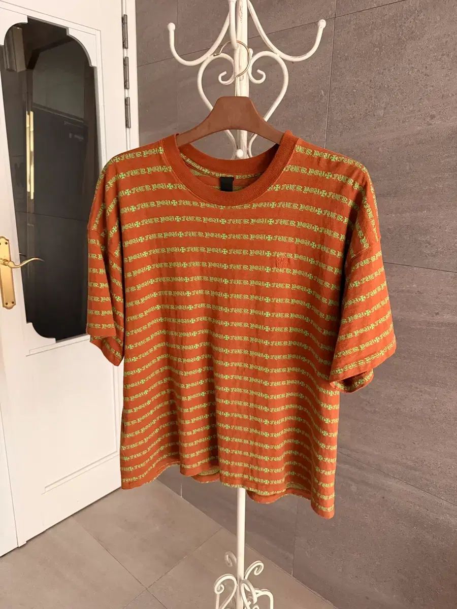 CHROME HAEATS クロムハーツ ボーイ ストライプ 半袖 Tシャツ ブラウン L