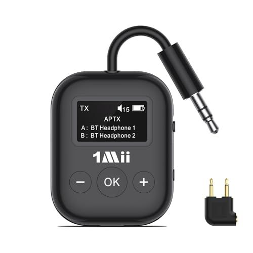 【新品】1Mii Bluetooth 5.3 トランスミッター Bluetooth TV トランスミッター 25時間再生 aptX AD/HD/低遅延 ワイヤレス オーディオ 送信機OLEDディスプレイ搭載 3.5 mm AUX ジャック テ d62c16f3