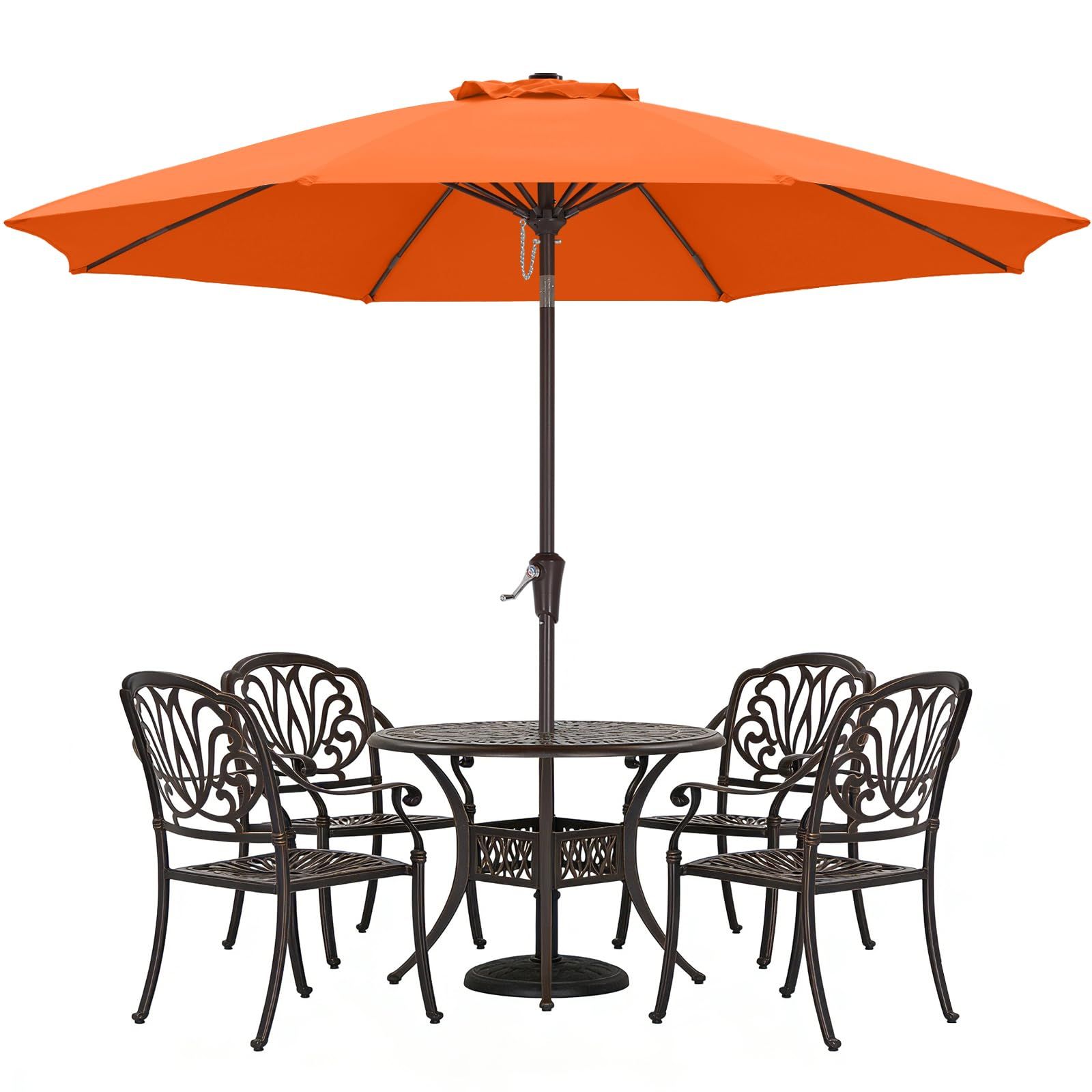 ABCCANOPY ガーデンパラソル 風に強い 遮?? 日除け ベランダ 庭傘 屋外用 大型 アウトドアパラソル 230cm/270cm 角度調整可能 撥水 UV加工 折りたたみ チルト機能付/クランク開閉（270cm/オレンジ）