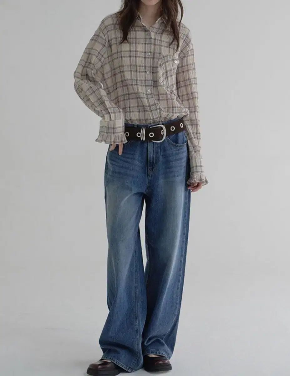 マーガリンフィンガーズ RIVET WIDE デニム ブルー Sサイズ