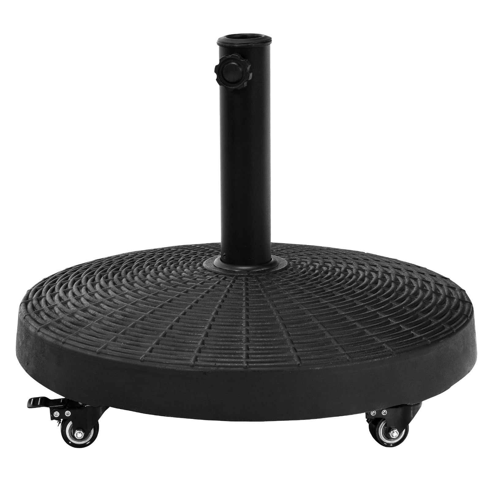 Goplus パラソルベース レジン製 ラタン調 キャスター付き 移動便利 パラソルスタンド 約24kg 直径52x高さ43.5cm ガーデン パティオ 庭 ブラック