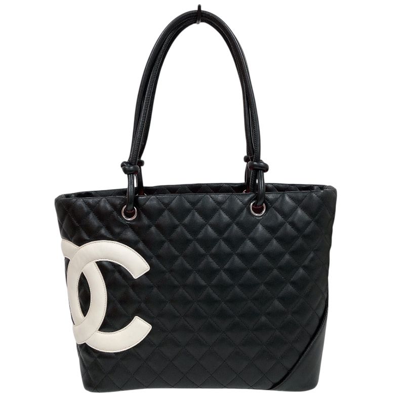 シャネル CHANEL カンボンライントート　ラージ A25169 ブラック・ホワイト ラム レディース トートバッグ