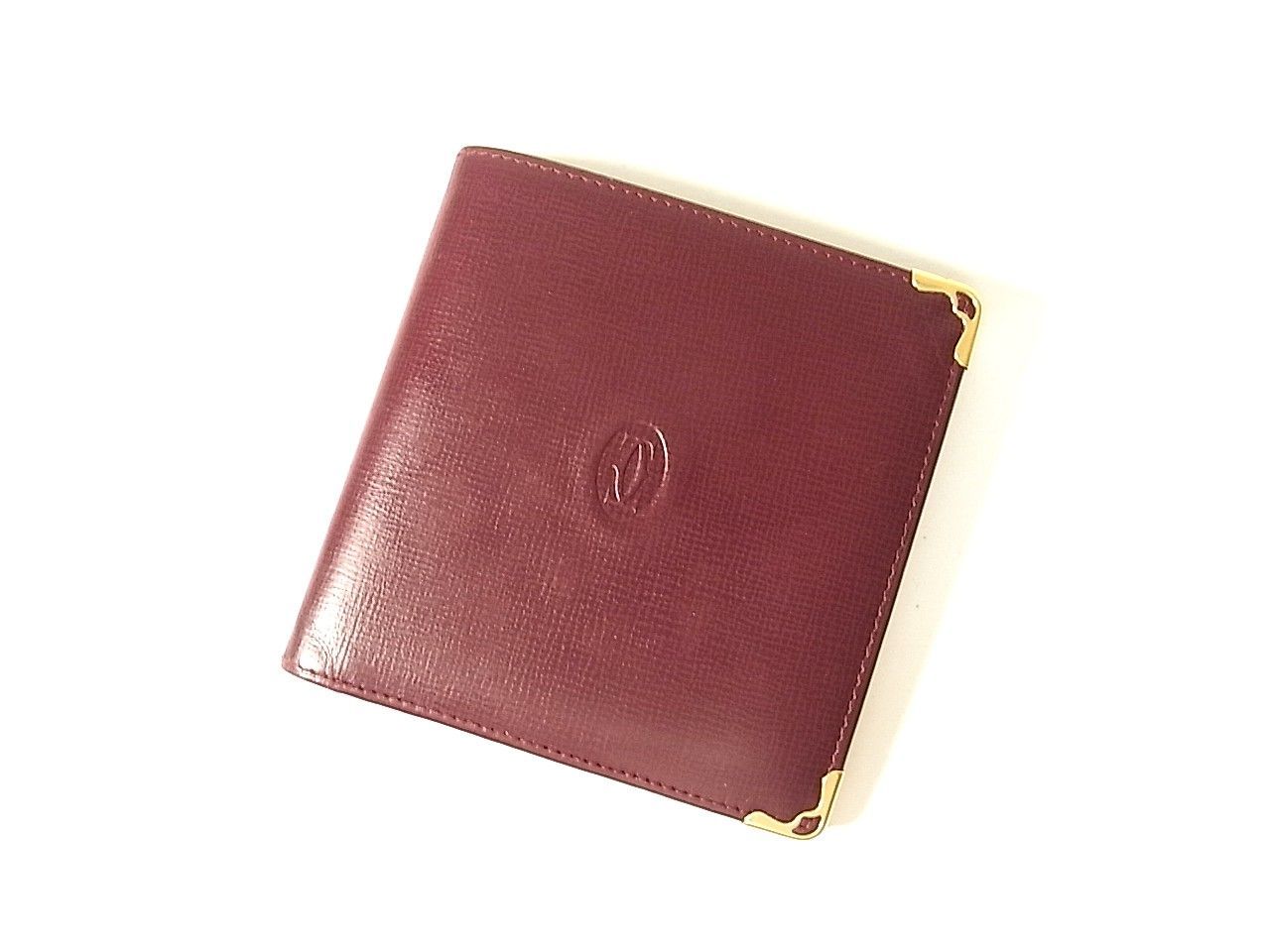☆美品☆カルティエ Cartier マストライン グレインカーフ製二つ折り財布 ボルドーブラウン