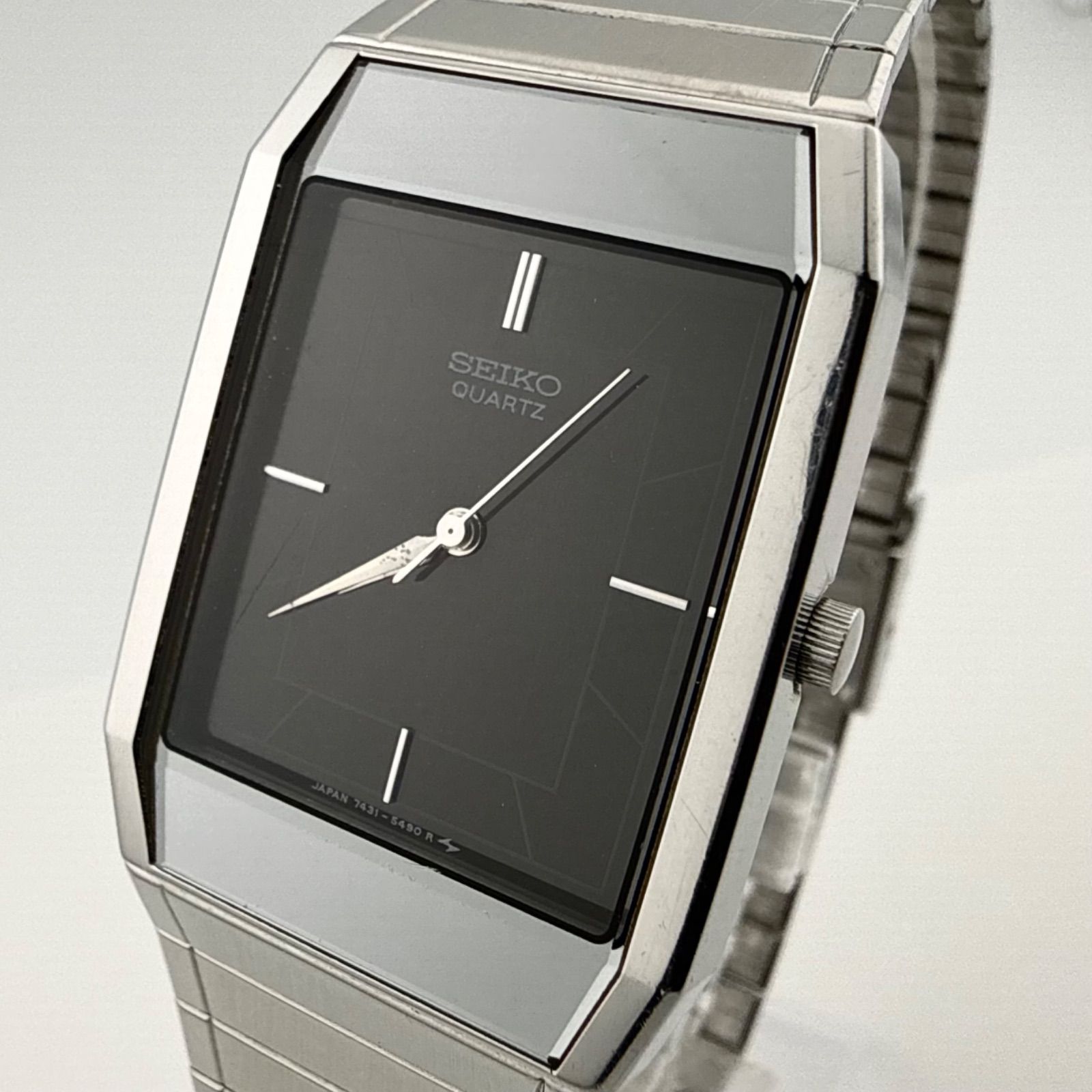 SEIKO 7431-5360 セイコー スクエア ブラック文字盤 メンズ 腕時計 