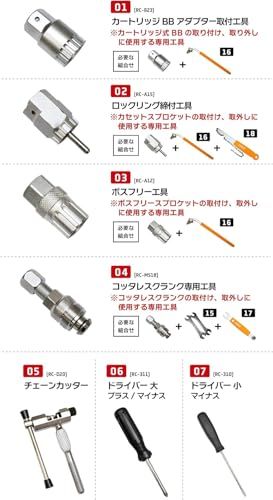 GORIX(ゴリックス) 自転車専用工具セット [シマノ対応] 自転車工具セット 自転車 ロードバイク メンテナンス パーツ交換 プロ向き TBXシリーズ (20点セット (TBX1) )Ju 29d707cb