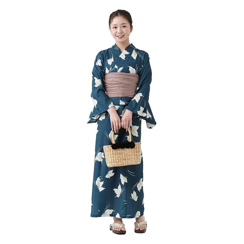 【新品】 [たゆたふ] セパレート ワンピース 浴衣 ３点セット 帯 下駄 レディース 2026 おしゃれ 簡単 かわいい 着付け ゆかた yukata 中学生 高校生 大学生 大人 双子コーデ 夏 花火大会 お祭り 2way (紺地 蝶々) 6,980円