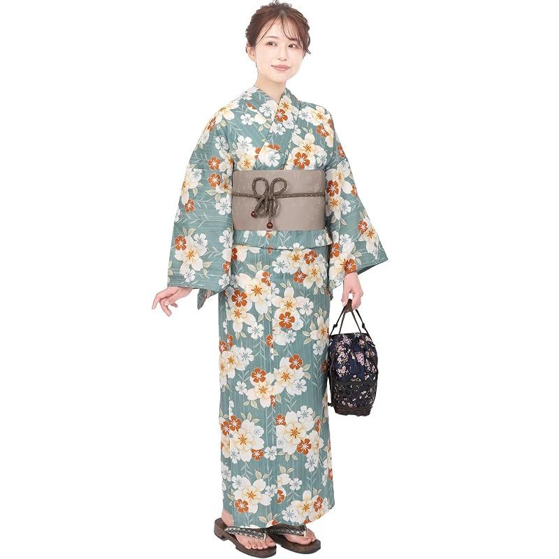 【新品】 風香 浴衣 レディース 二部式 セパレート ワンタッチ 作り帯 2点 セット フリーサイズ 撫子 青磁 (作り帯/日本製/ベージュ)X50H1108
