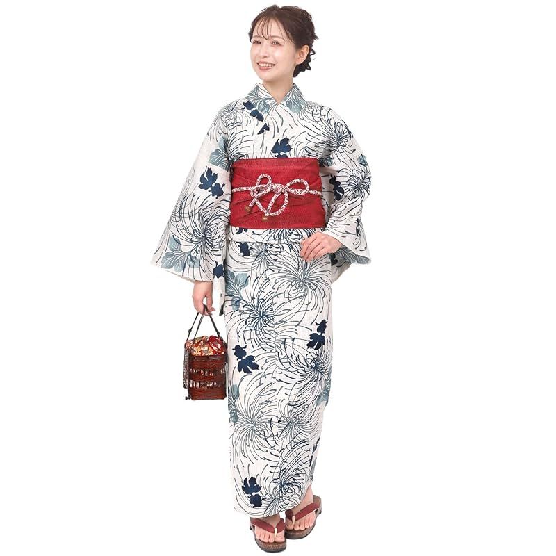 【新品】 [Fuuka] 風香 浴衣 兵児帯 2点 セット レディース フリーサイズ 金魚 白ベージュ (兵児帯/日本製/レッド) X5006B115