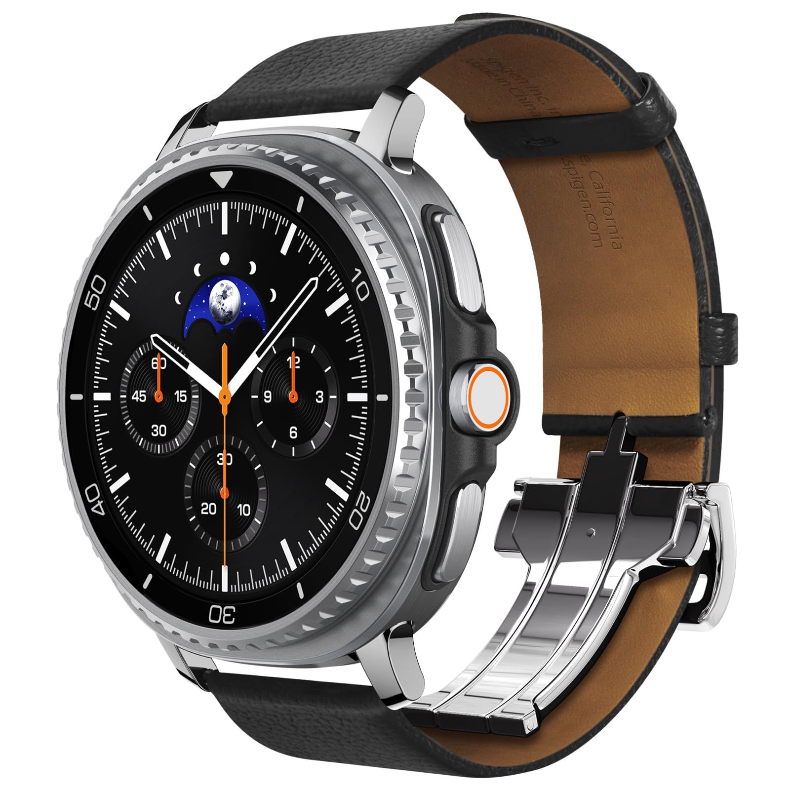Spigen Enzo 本革ストラップ Samsung Galaxy Watch 8 44/40mm、8 クラシック 46mm バンド (2025) 用 - ブラック [ブラック]
