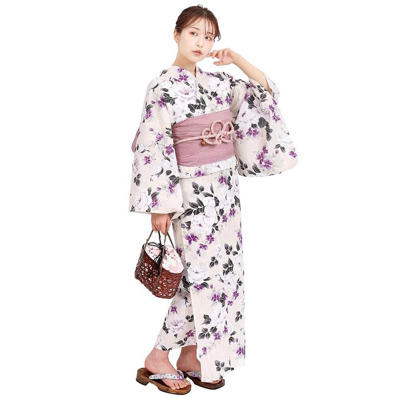 【新品】 [Fuuka] 風香 二部式 浴衣 単品 セパレート レディース フリーサイズ くちなし 白紫