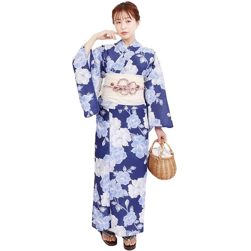 【新品】 [Fuuka] [フウカ] 浴衣 レディース セット 2点 女性 女 大人 フリーサイズ 2L 3L 4L ゆったり 大きいサイズ (x41-02c-b104, フリーサイズ)
