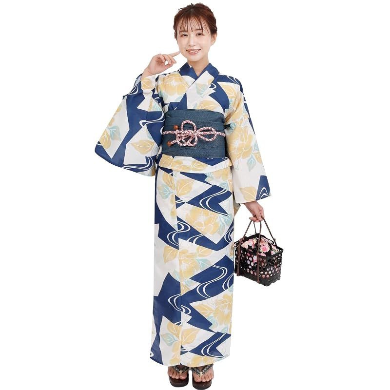 【新品】 [Fuuka] [フウカ] 浴衣 レディース セット 2点 女性 女 大人 フリーサイズ 2L 3L 4L ゆったり 大きいサイズ (x41-06c-b233, フリーサイズ)